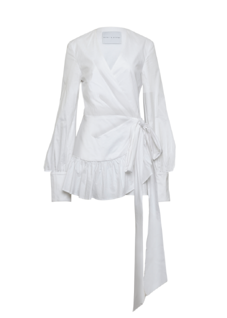 AVERY - Wrap 100% Cotton shirt with frill & side tie