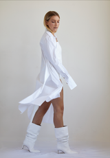 AVALON - 100% Cotton shirt dress with shell buttons and front or back tie