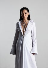 MCQUEEN - Oversized shirt dress with gold fastenings