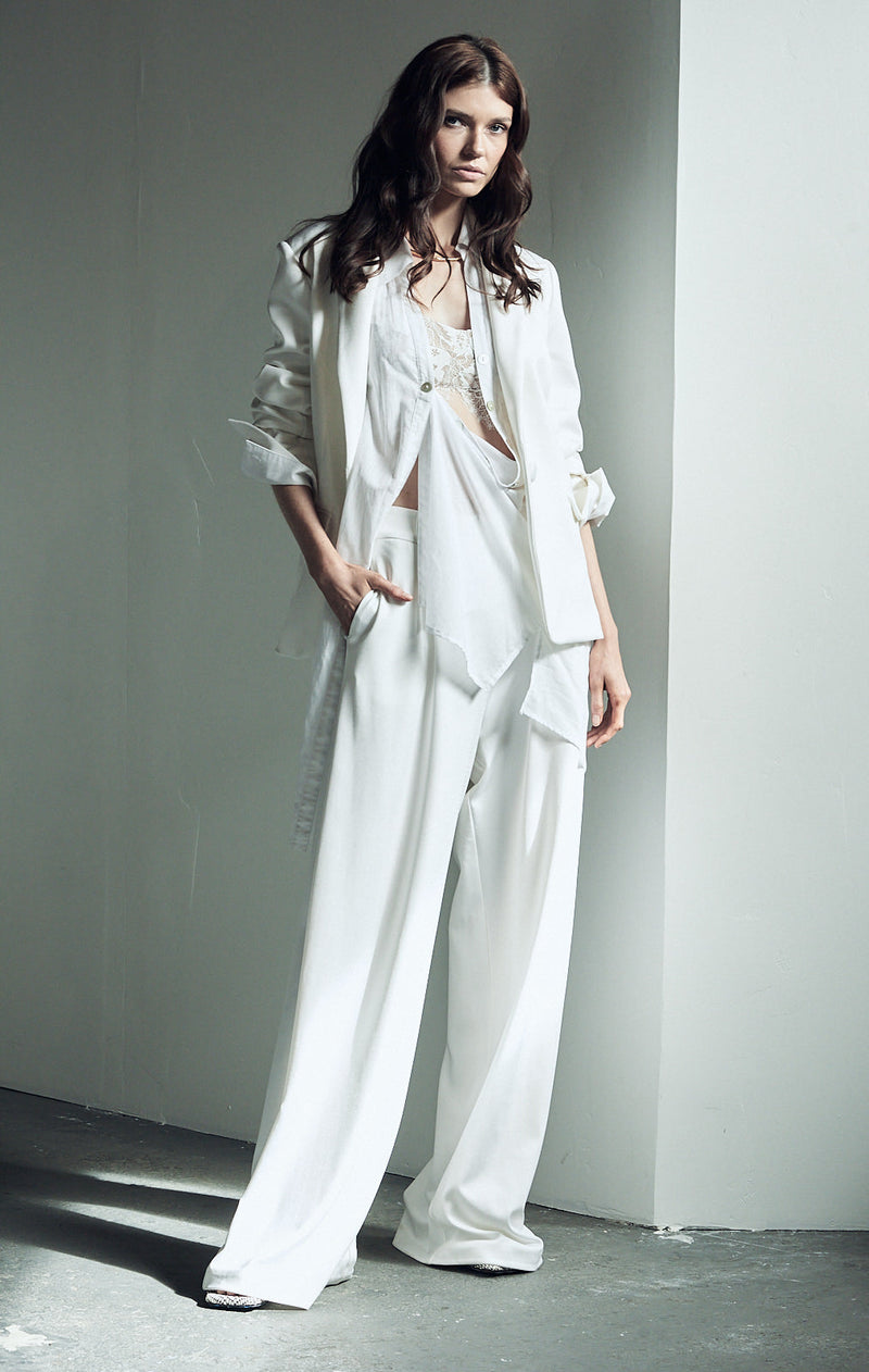 ALPHA WHITE - Wide leg tailored pant