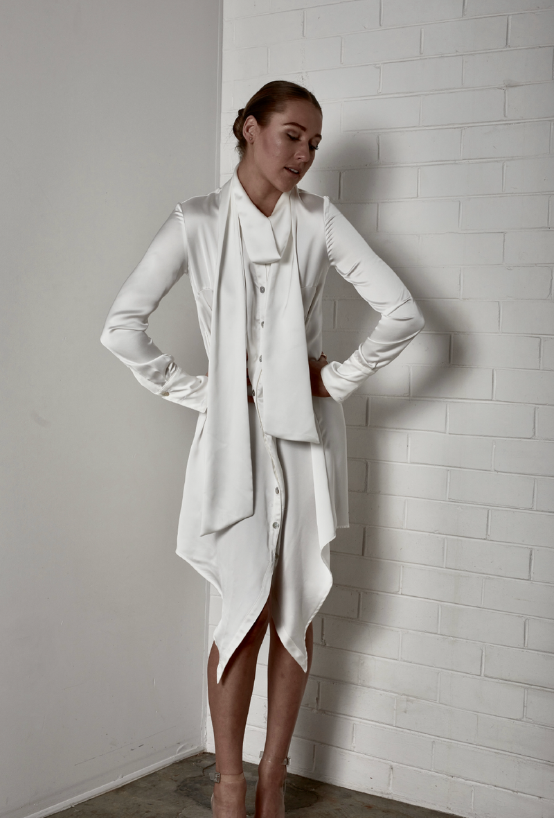twist satin shirt dress OFF-WHITE