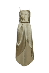 BAMBI SAGE- Slip dress with wrap skirt and square neckline