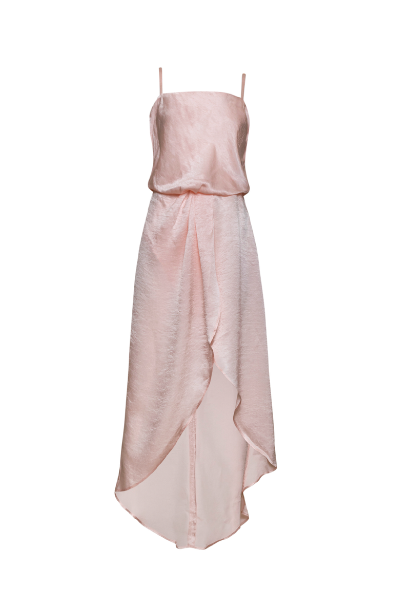 BAMBI IN POWDER- Slip dress with wrap skirt and square neckline